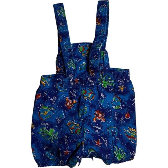 OshKosh B’gosh Vintage 90’s Ocean Print Rare Shortalls Overalls - Picture 2 of 4